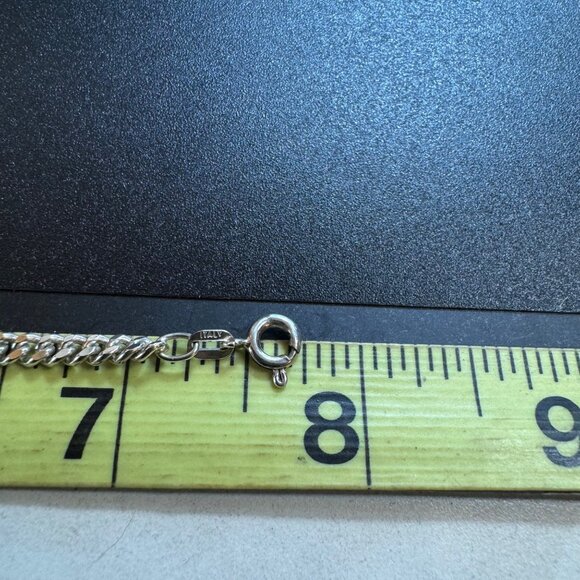 VTG Sterling Silver 925 Curb Link Chain Bracelet Spring Ring Clasp 7.75'' Length - Picture 7 of 8